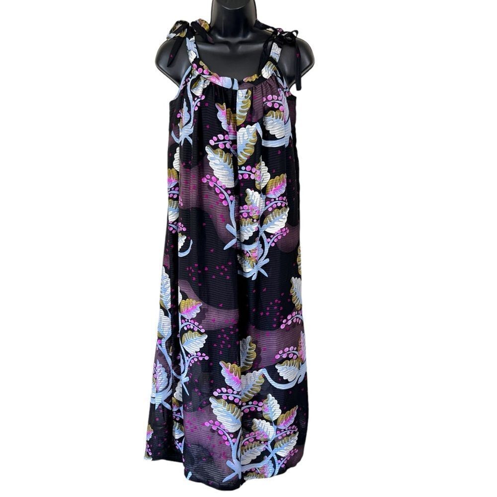 Cynthia Rowley Silk Organza Tropical Foliage Dress